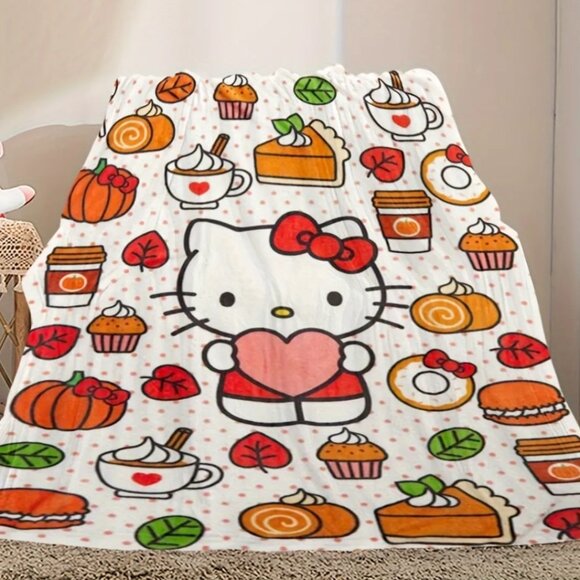 2024 Sanrio Hello Kitty and Friends Fall Holiday Orange Soft Throw 60x40 NEW - Picture 2 of 6